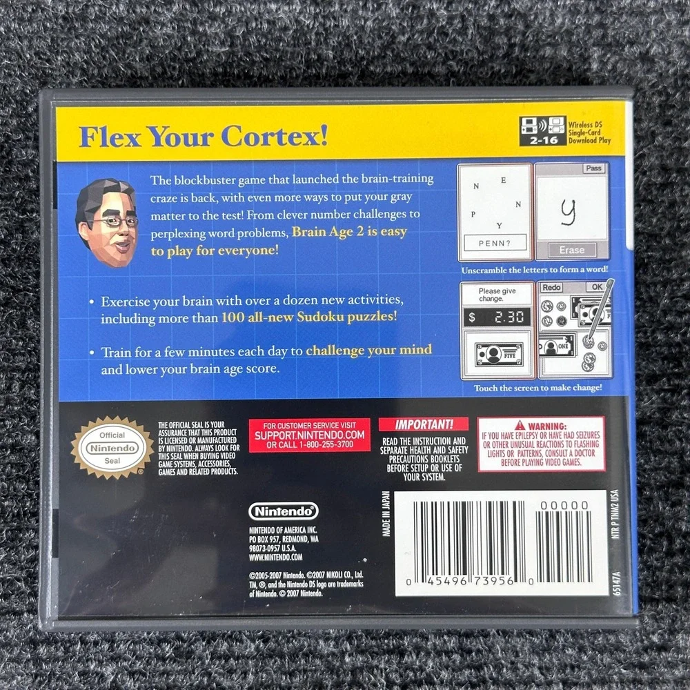 Brain‎ Age 2 More Training in Minutes a Day Nintendo DS CIB Authentic 2007